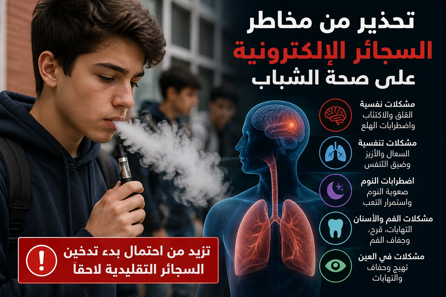 السجائر الإلكترونية ترتبط بمشاكل التنفس والصحة النفسية للشباب