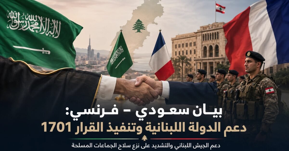 بيان سعودي–فرنسي: تنفيذ كامل للقرار 1701 ونزع سلاح الجماعات - صورة مميزة صورة مميزة: بيان سعودي–فرنسي: تنفيذ كامل للقرار 1701 ونزع سلاح الجماعات