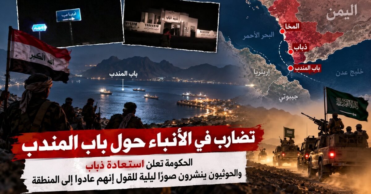 الحكومة تقول إنها استعادت ذباب ومواقع حول باب المندب وجماعة الحوثي تنفي