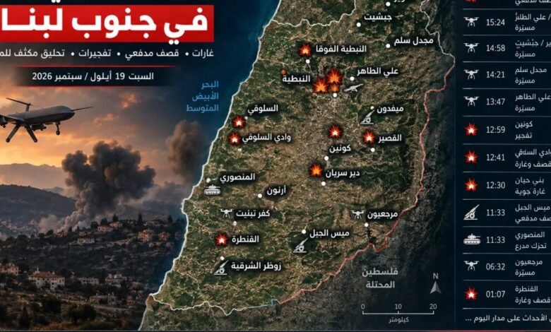 عاجل منصة اجواء:تصعيد ميداني واسع في جنوب لبنان: غارات وقصف مدفعي وتحليق مكثف للمسيّرات #انفوغراف